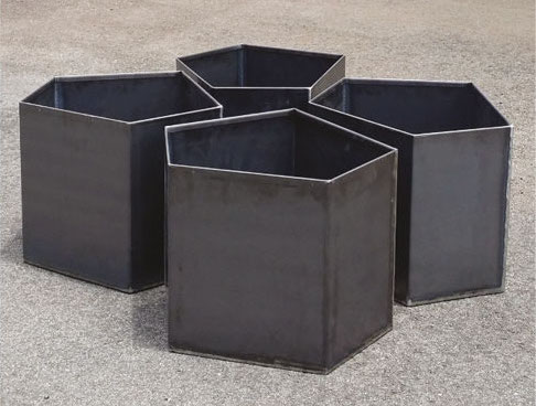 Custom Pentagon planters in Redcor/Corten