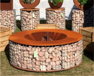 Circular Redcor/Corten and Stone Fire pit
